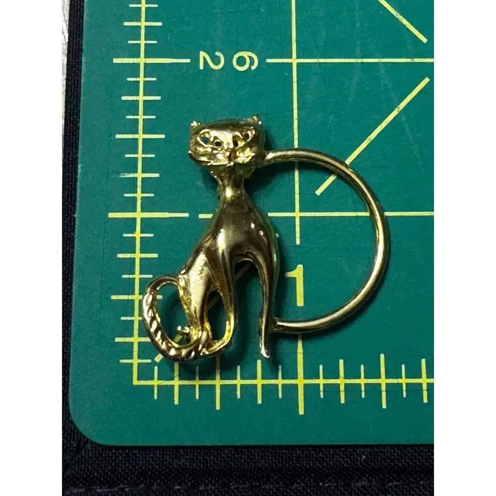 Vintage MCM gold tone cat eyeglass holder pin brooch